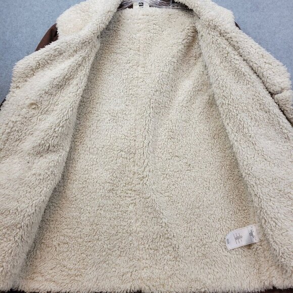 Quicksilver Jacket Womens Size Large Brown Sherpa Lined Faux Fur Moto QSW - Picture 5 of 12
